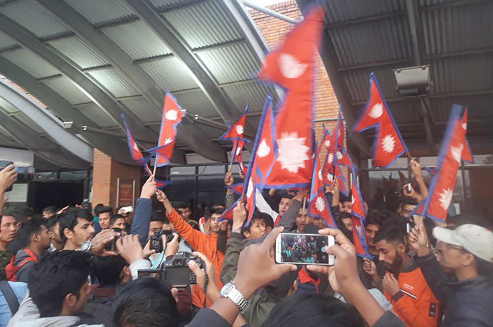 नेपाली क्रिकेट टोलीको भव्य स्वागत