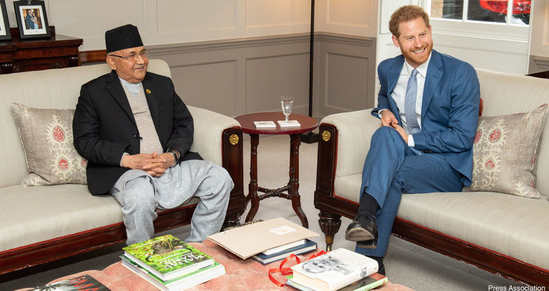 ‘केपी’मा प्रधानमन्त्री केपी र राजकुमार ह्यारी भेटघाटको अन्तर्राष्ट्रिय चर्चा,  बेलायती दरबारले सम्झियो नेपाल सम्बन्ध