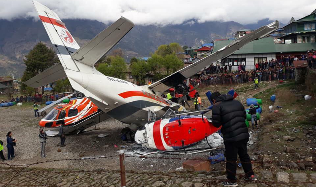 लुक्लामा समीट एयरको जहाज मनाङ एयरको हेलिकोप्टरमा ठोक्कियो, दुईजनाको मृत्यु 