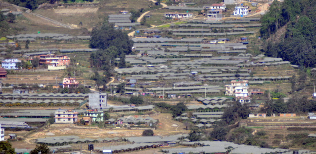काठमाडौंको थानकोटस्थित दहचोकमा आधुनिक प्रविधिबाट गोलभेडा खेती गर्न बनाएको टनेल । तस्बिरः रासस